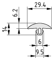 Griff-Abdeckprofil 6 30x6, schwarz