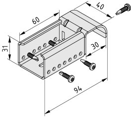 Roller Conveyor St Fastening Bracket D30, bright zinc-plated