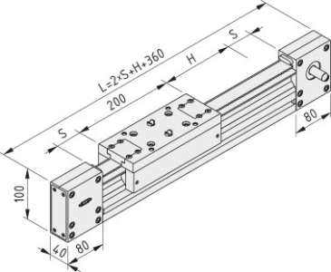 Linear Unit KRF 8 80x40 ZR, left-hand input shaft