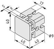 Klemmprofil-Kreuzverbinder 8 40x40, weißaluminium ähnlich RAL 9006