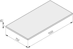 Tischplatte 25-1500x750 kunststoffbeschichtet, grau ähnlich RAL 7035