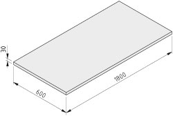 Table top 30-1800x600, high pressure laminate, grey, similar to RAL 7035