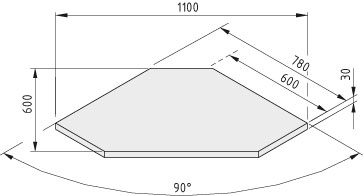 Table Top TRIGO 30-600 HPL, grey, similar to RAL 7035