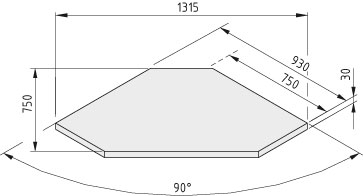 Tischplatte TRIGO 30-750 HPL, grau ähnlich RAL 7035