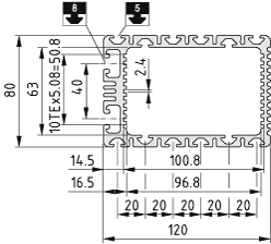 Elektronikgehäuse-Profil 8 120x80, schwarz