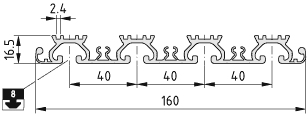 Support Profile 160 with grooves 8, natural