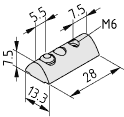T-Slot Nut F 8 St M6, bright zinc-plated
