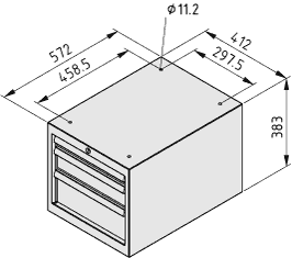Drawer Unit S3 H383, grey similar to RAL 7042