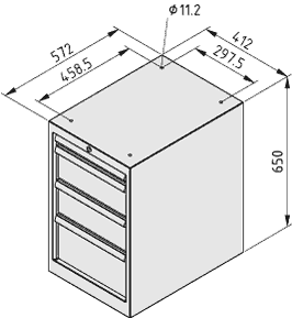 Drawer Unit S4 H650, grey similar to RAL 7042