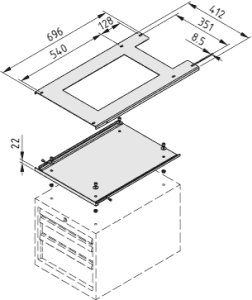 Drawer Unit, Mounting Frame, grey similar to RAL 7042