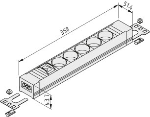Multi-Socket Power Strip, 5 outlet, with system plug