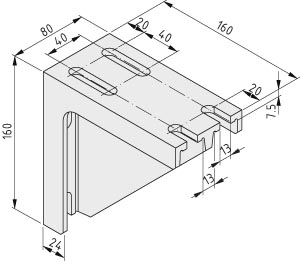 Angle Bracket 8 160x160 St M12, white aluminium, similar to RAL 9006