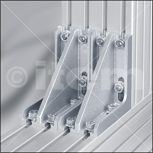 Angle Bracket 8 160x160 St M12, white aluminium, similar to RAL 9006